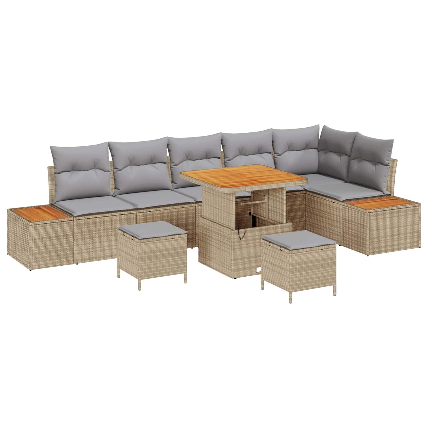 Havesofa Sæt med pude 9 pcs Beige og lys grå