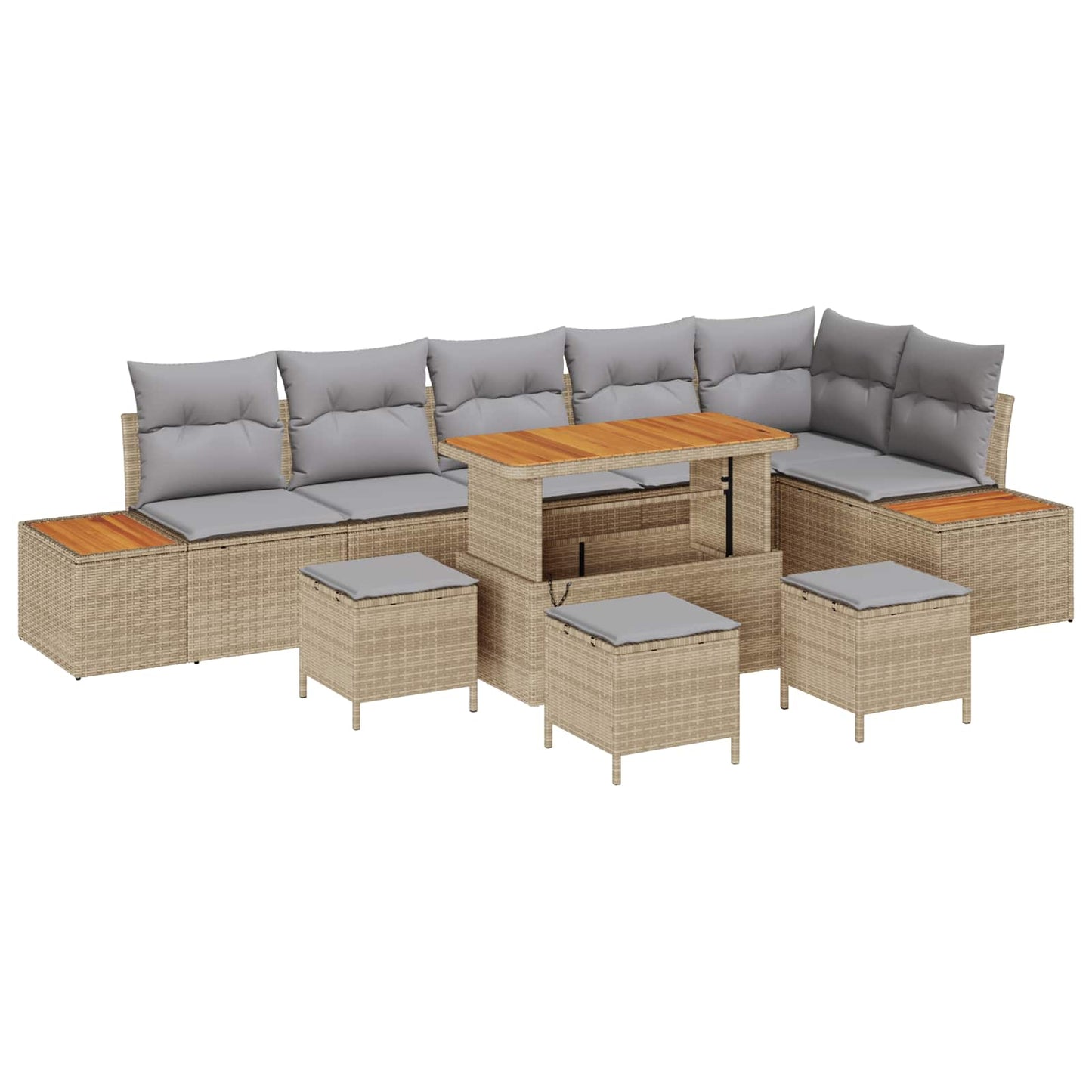 Havesofa Sæt med pude 10 pcs Beige og lys grå