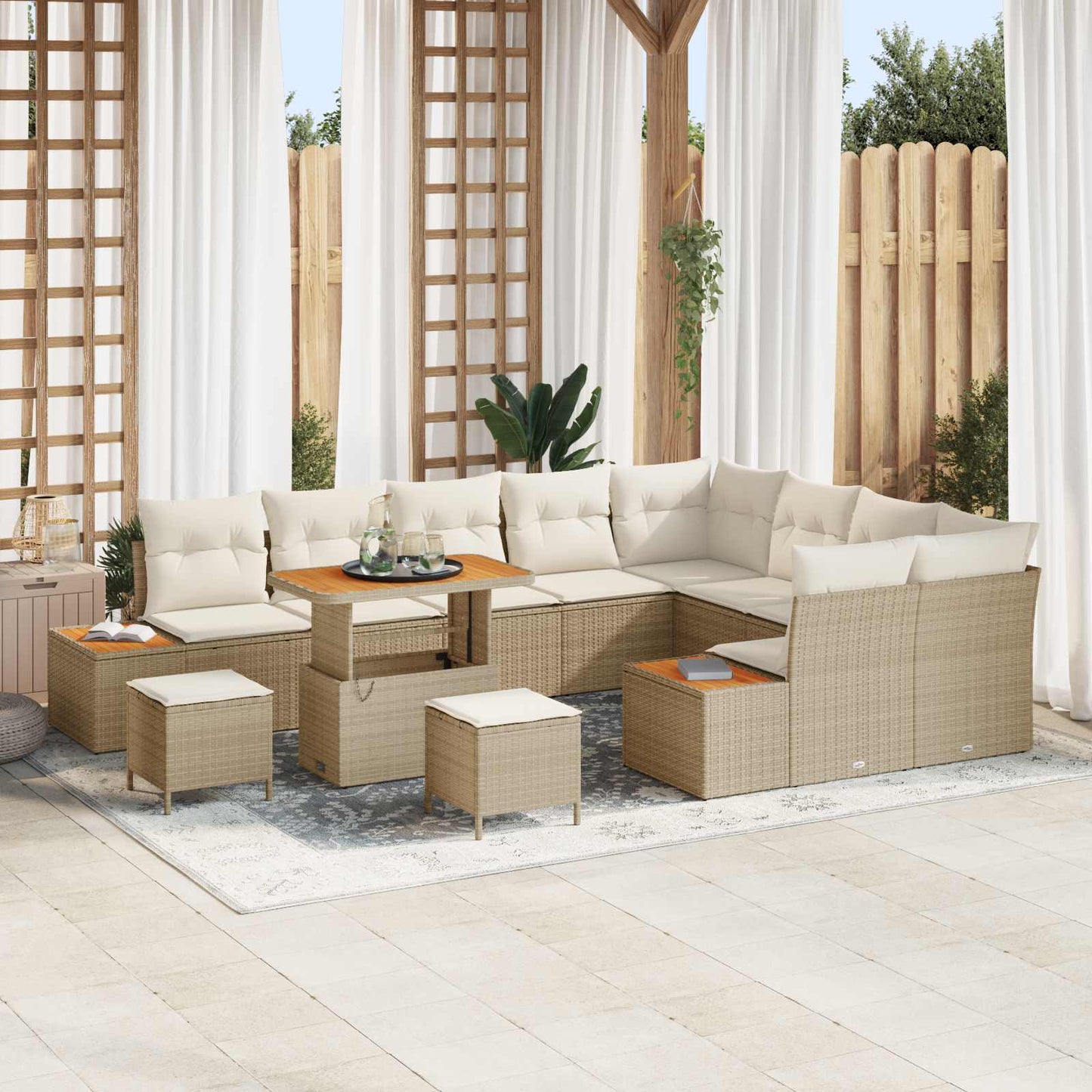 Havesofa Sæt med pude 12 pcs Beige og creme