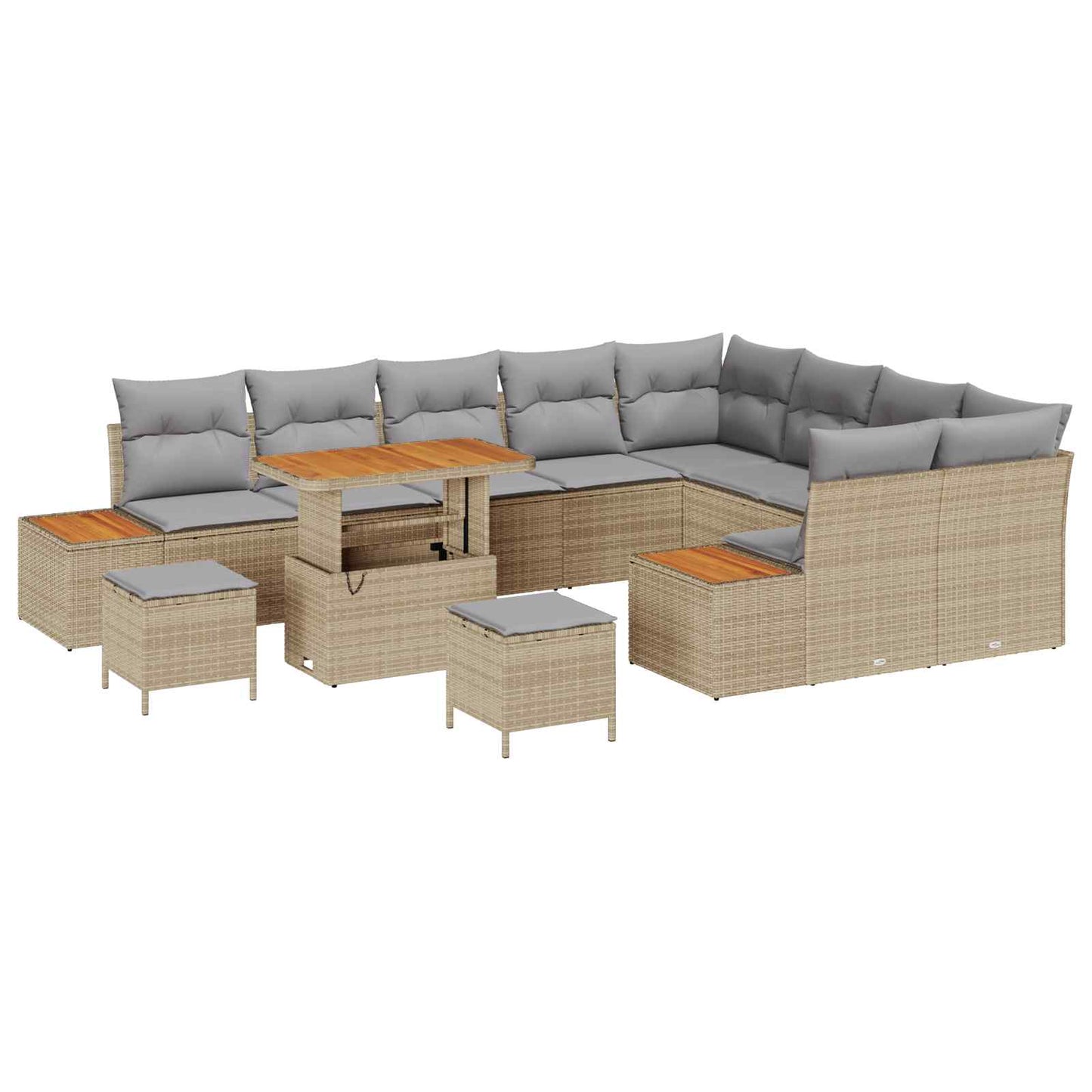 Havesofa Sæt med pude 12 pcs Beige og lys grå