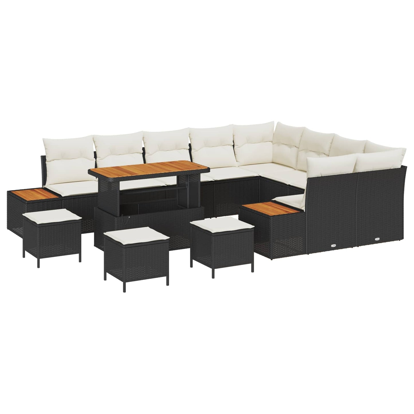 Havesofa Sæt med pude 13 pcs Sort og Cream