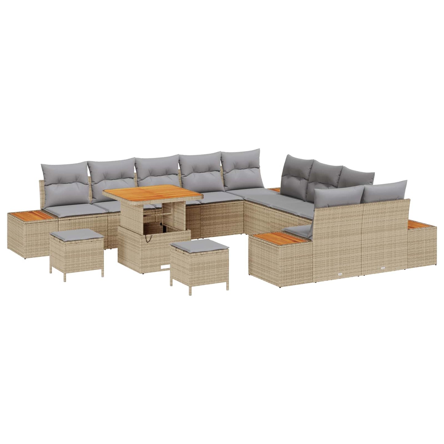 Havesofa Sæt med pude 13 pcs Beige og lys grå