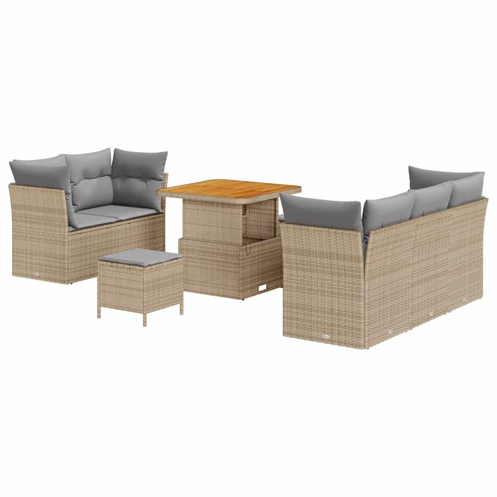 Havesofa Sæt med pude med opbevaring 8 pcs beige og lysegrå