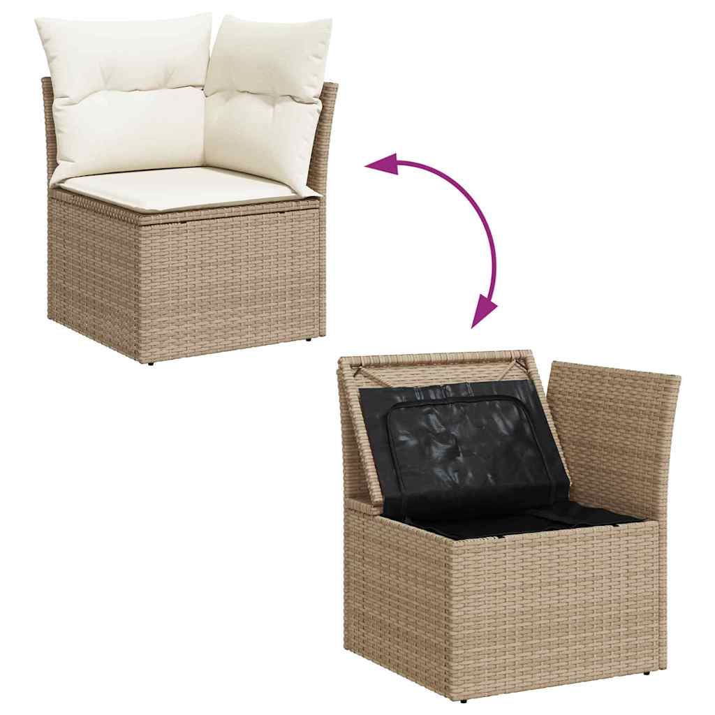 Havesofa Sæt med pude 9 pcs Beige og creme polyrattan