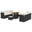Havesofa Sæt med pude 9 pcs Sort og Cream polyrattan
