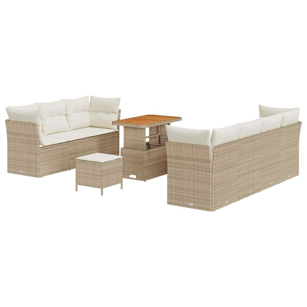 Havesofa Sæt med pude 10 pcs beige og cremefarvet