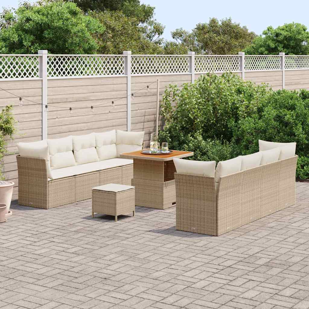 Havesofa Sæt 11 stk. 8-Antal sæder Beige og creme polyrattan