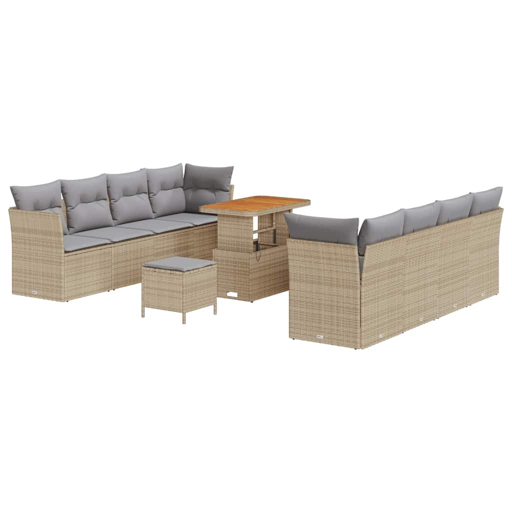 Havesofa Sæt med pude med opbevaring 11 pcs beige og lysegrå