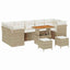 Havesofa Sæt med pude 10 pcs beige og cremefarvet