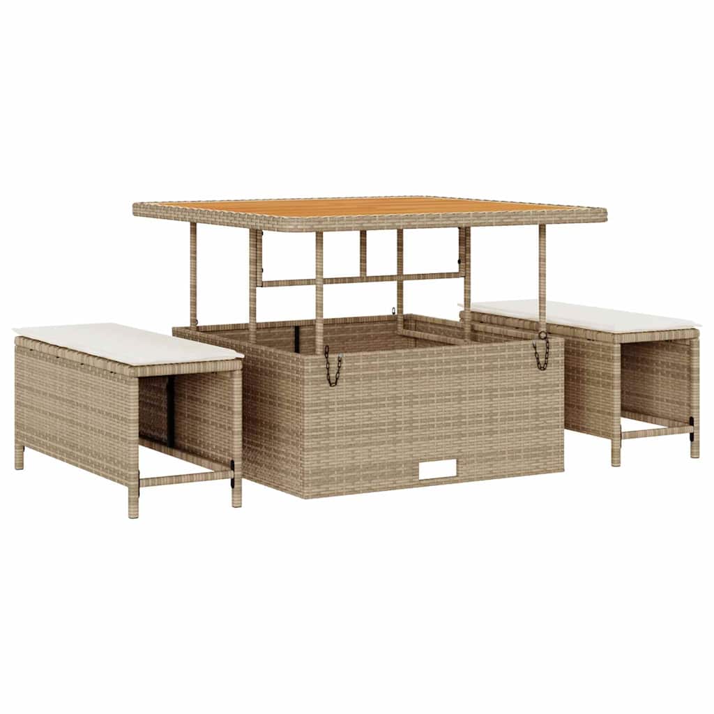 Havesofa Sæt med pude med opbevaring 9 pcs beige og cremefarvet