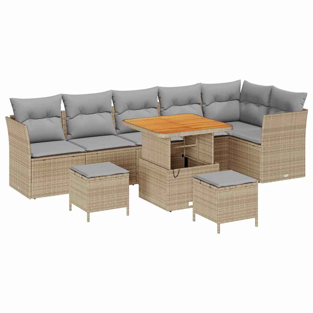 Havesofa Sæt 9 stk. 6-Antal sæder Beige og lys grå