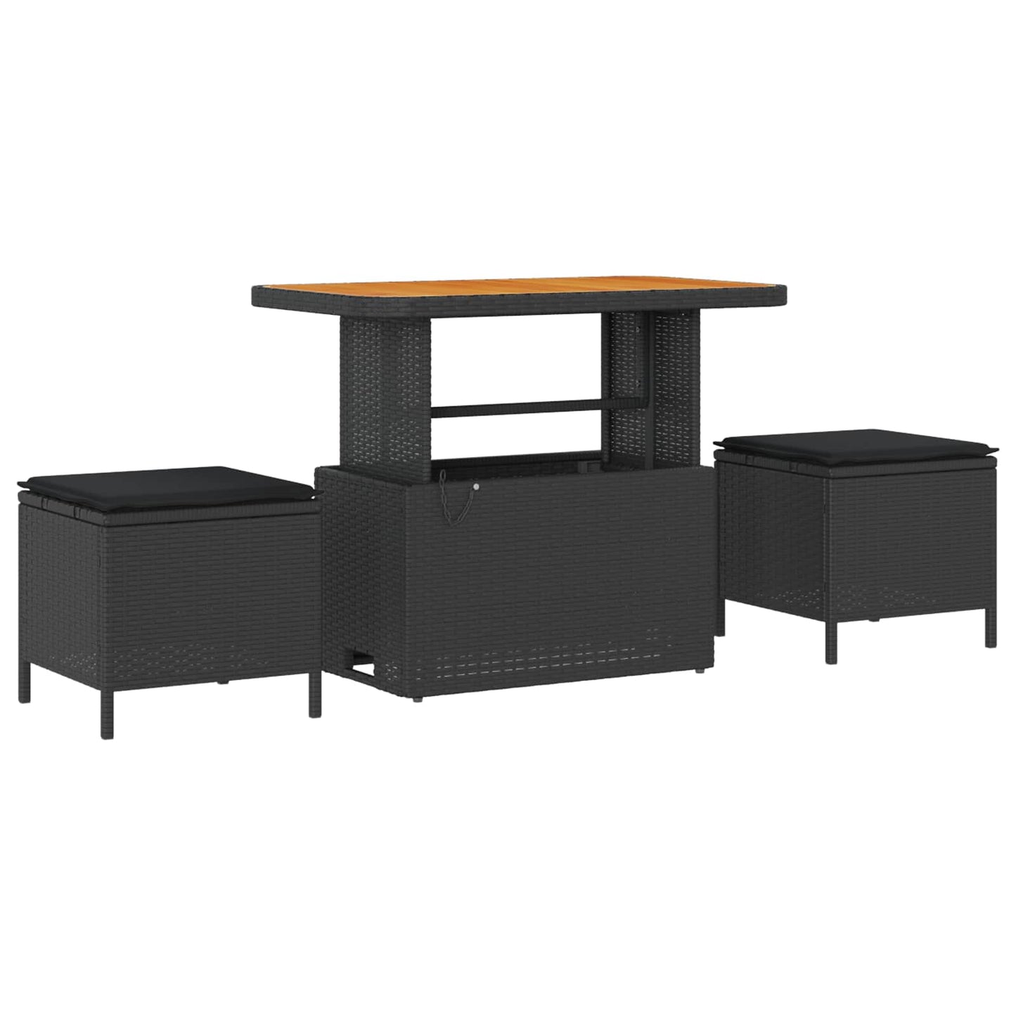 Havesofa Sæt med pude med opbevaring 9 pcs Sort 90 x 55 x 71 cm
