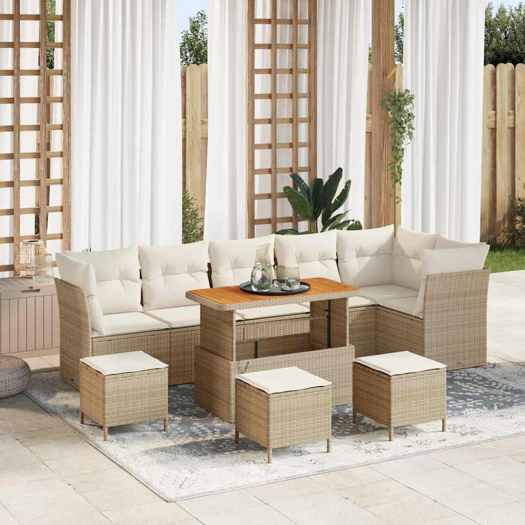 Havesofa Sæt med pude 10 pcs beige og cremefarvet