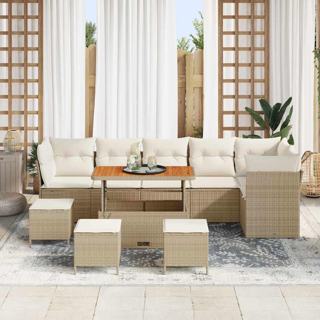 Havesofa Sæt med pude 10 pcs beige og cremefarvet
