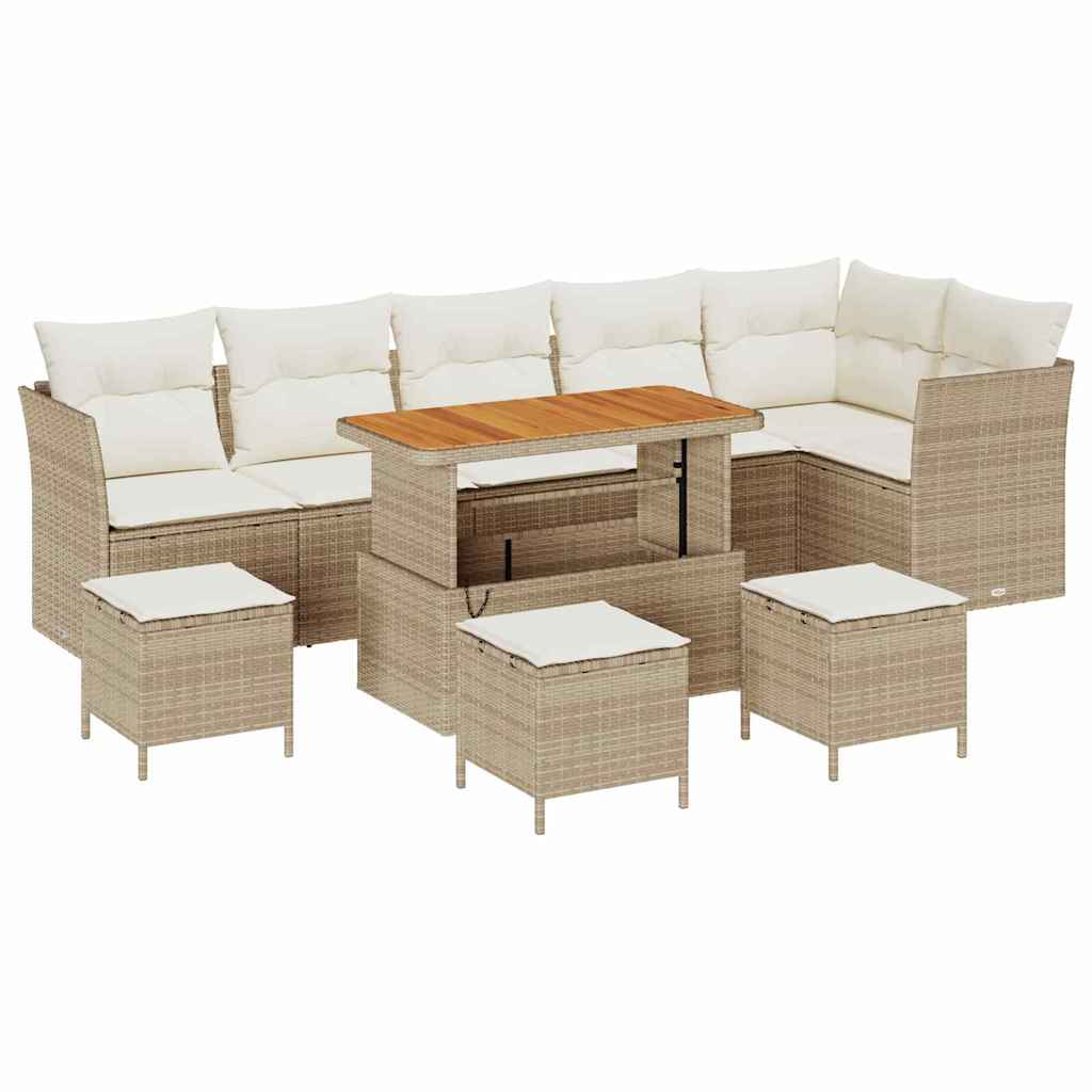 Havesofa Sæt med pude 10 pcs beige og cremefarvet