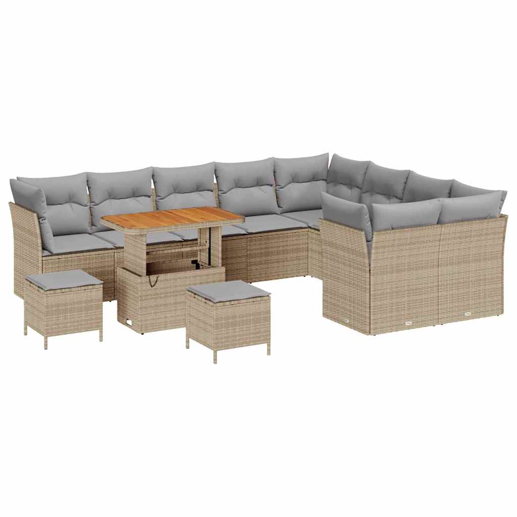 Havesofa Sæt med pude med opbevaring 12 pcs beige og lysegrå