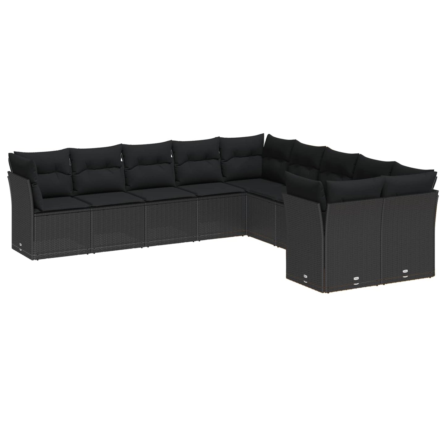 Havesofa Sæt med pude 13 pcs Sort polyrattan