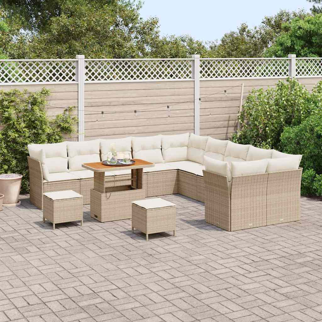Havesofa Sæt med pude 13 pcs beige og cremefarvet