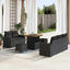 Havesofa Sæt med pude 8 pcs Sort polyrattan