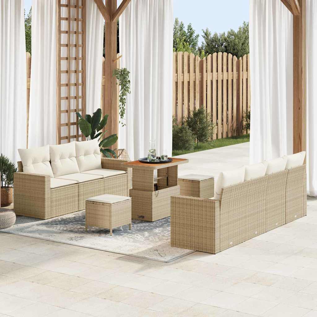Havesofa Sæt med pude 10 pcs beige og cremefarvet