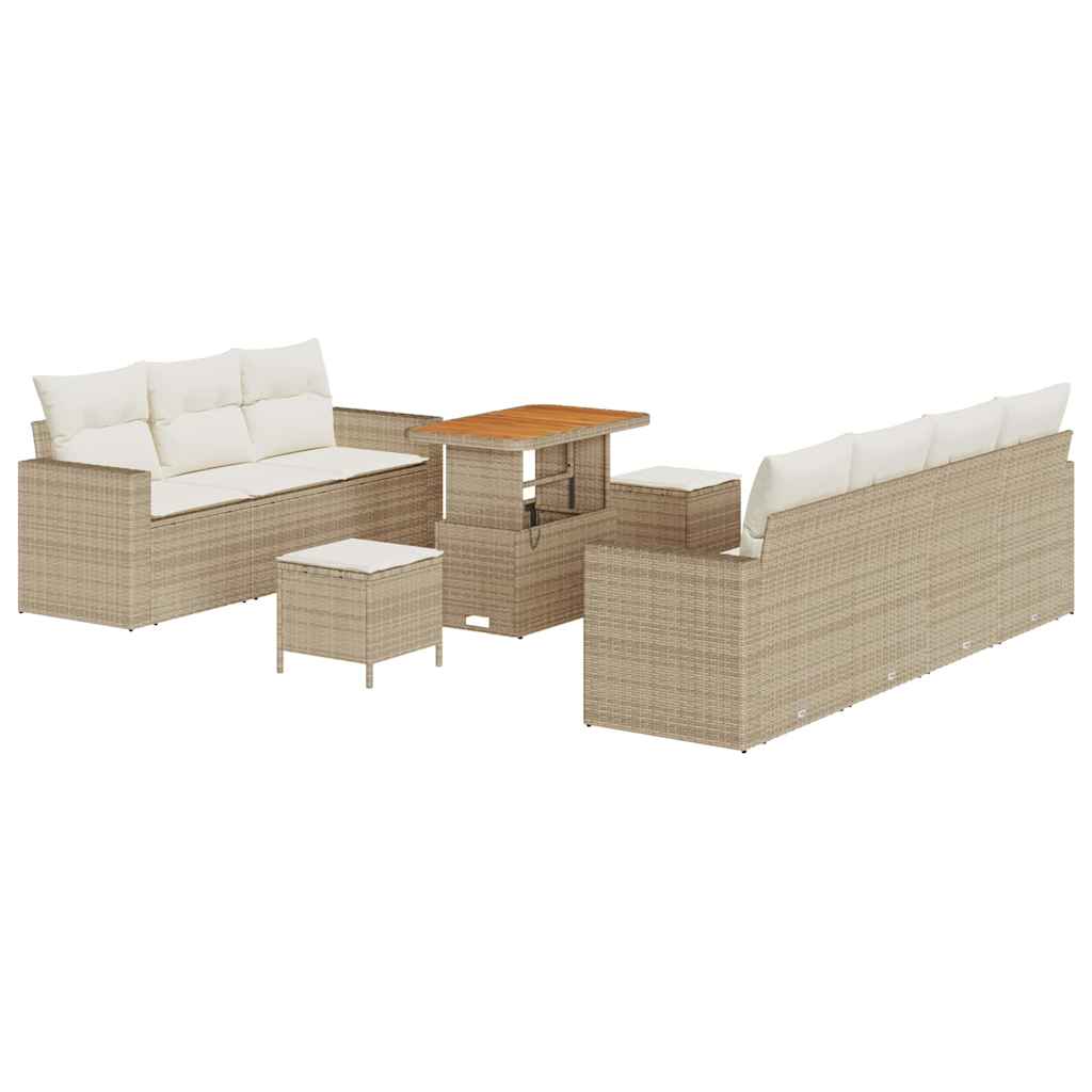 Havesofa Sæt med pude 10 pcs beige og cremefarvet