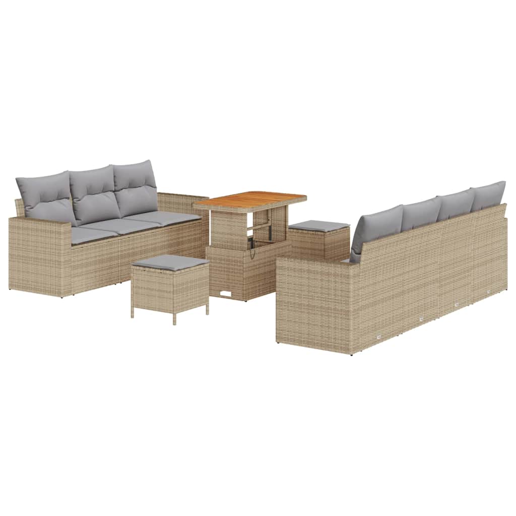 Havesofa Sæt med pude med opbevaring 10 pcs beige og lysegrå