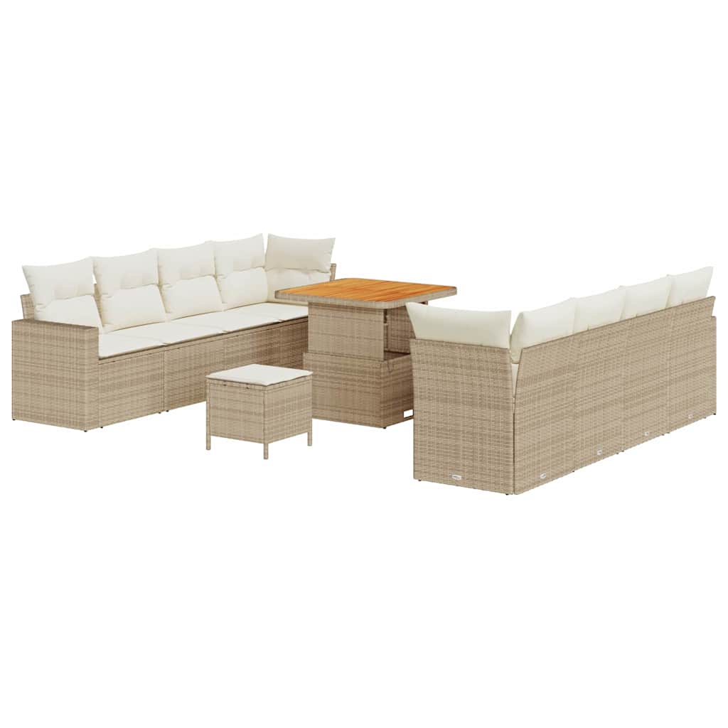Havesofa Sæt 12 stk. 12-Antal sæder Beige og creme polyrattan