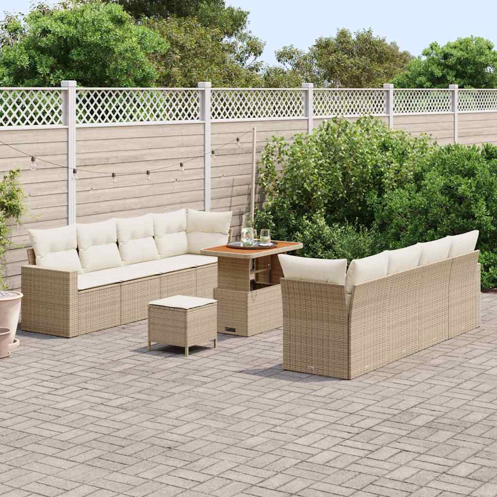 Havesofa Sæt med pude 12 pcs Beige og creme polyrattan