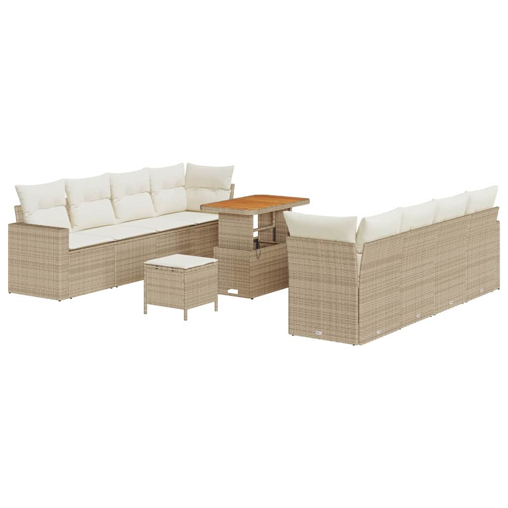 Havesofa Sæt med pude 12 pcs Beige og creme polyrattan