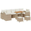 Havesofa Sæt med pude 13 pcs Sort og Cream polyrattan