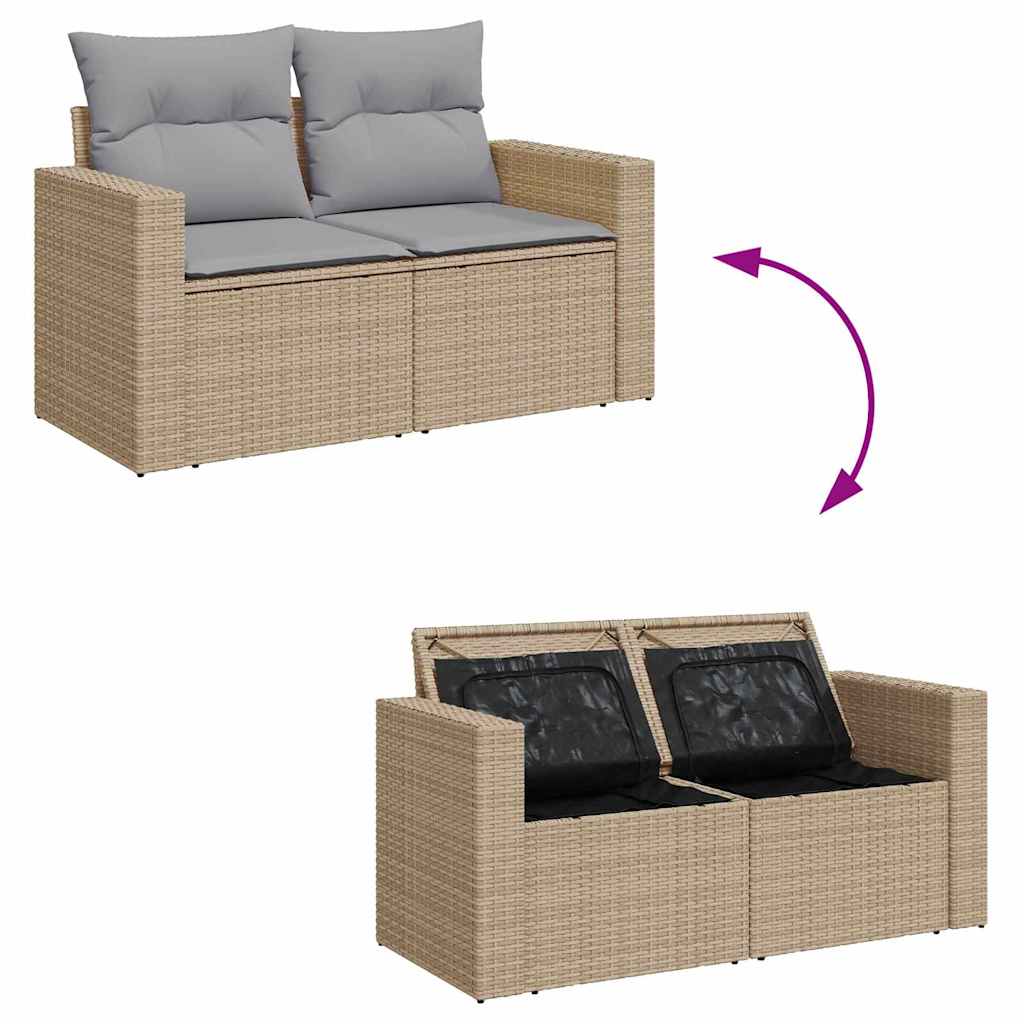 Havesofa Sæt med pude 10 pcs Beige og lys grå polyrattan