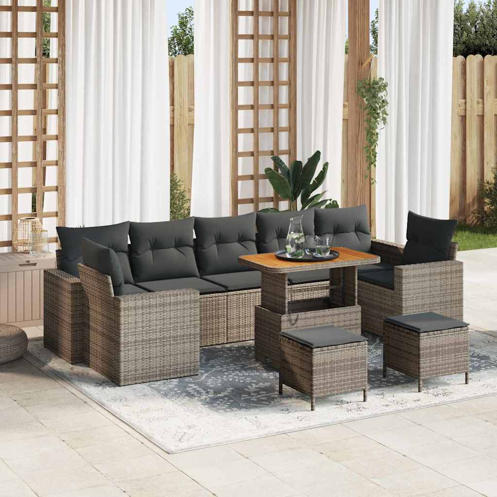 Havesofa Sæt med pude 13 pcs Grå polyrattan