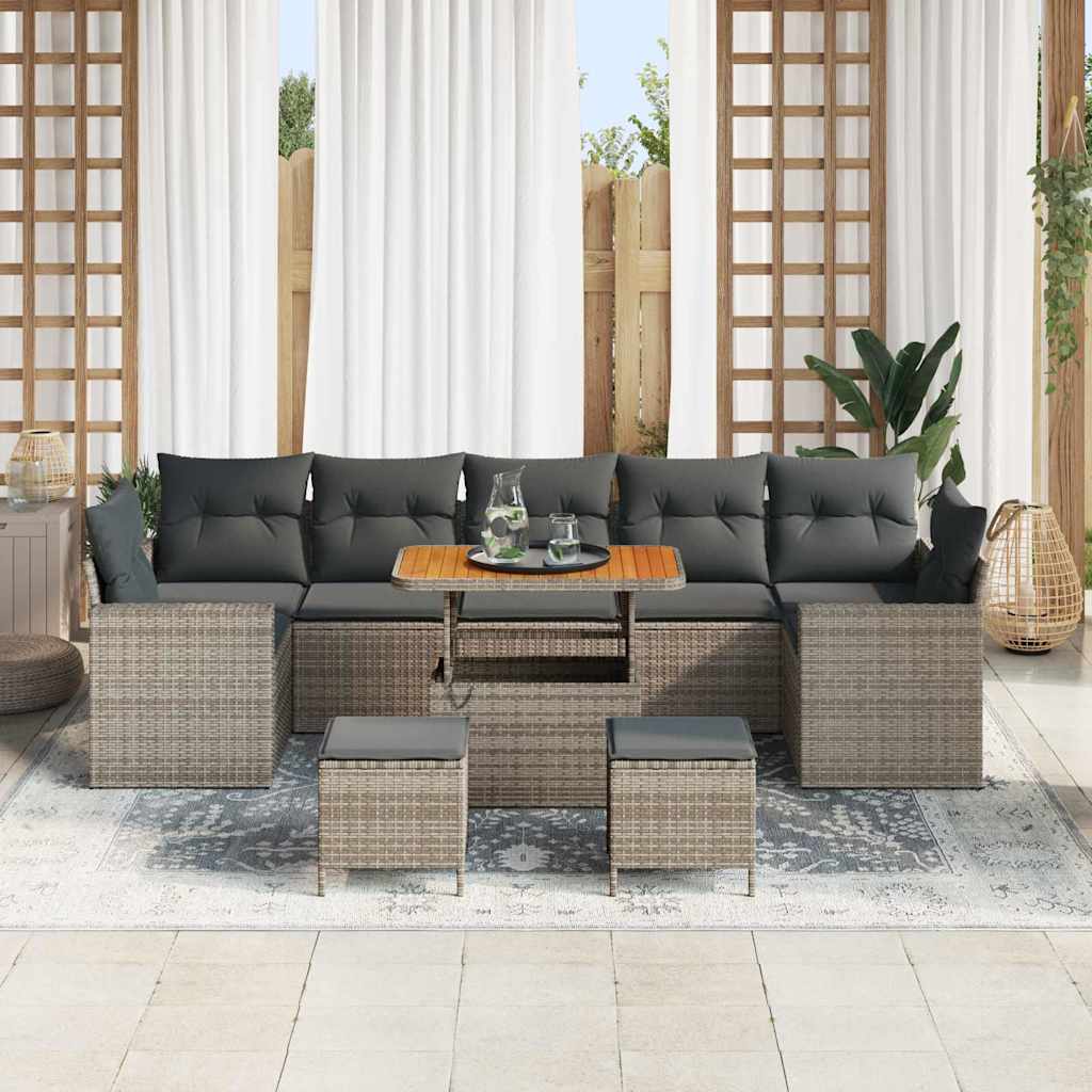 Havesofa Sæt med pude 13 pcs Grå polyrattan