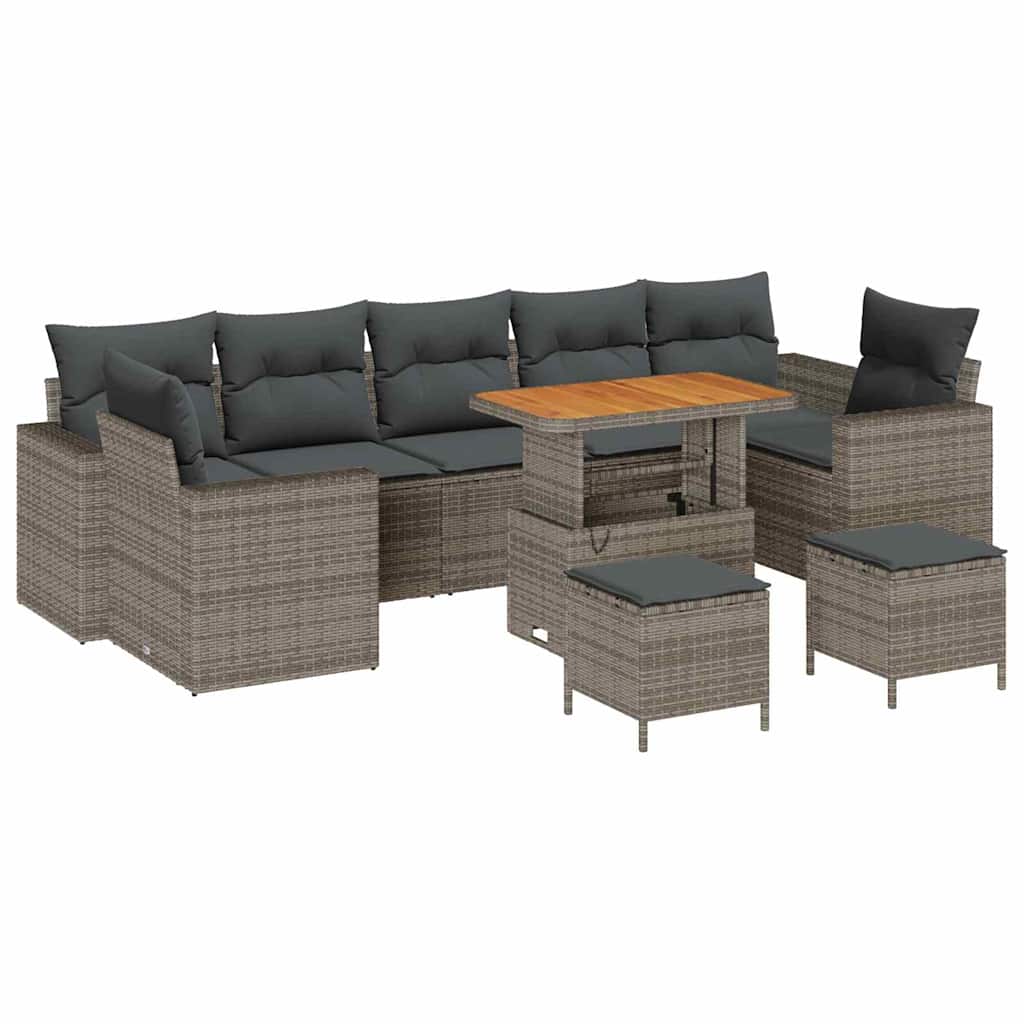 Havesofa Sæt med pude 13 pcs Grå polyrattan