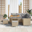 Havesofa Sæt 9 stk. 6-Antal sæder Beige og lys grå polyrattan