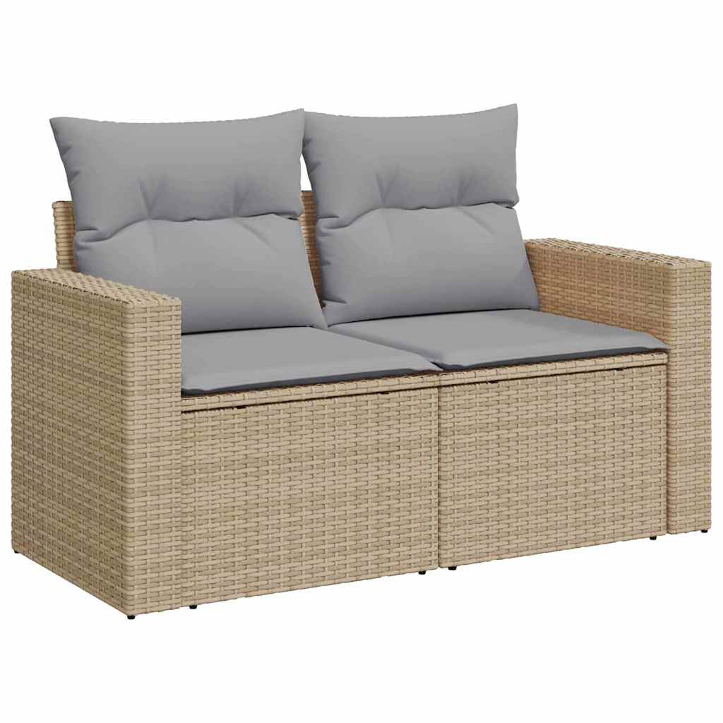 Havesofa Sæt 9 stk. 6-Antal sæder Beige og lys grå polyrattan
