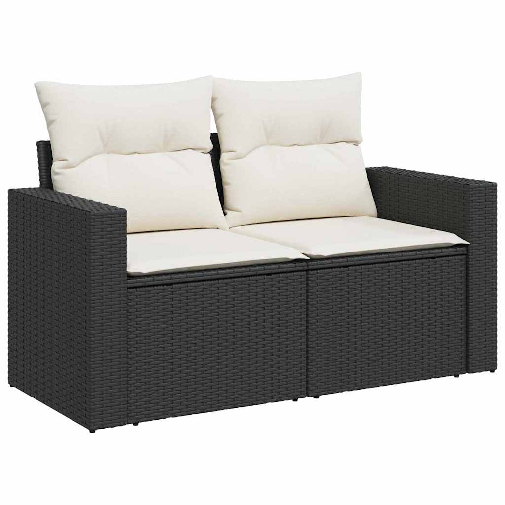 Havesofa Sæt med pude 10 pcs Sort og Cream polyrattan