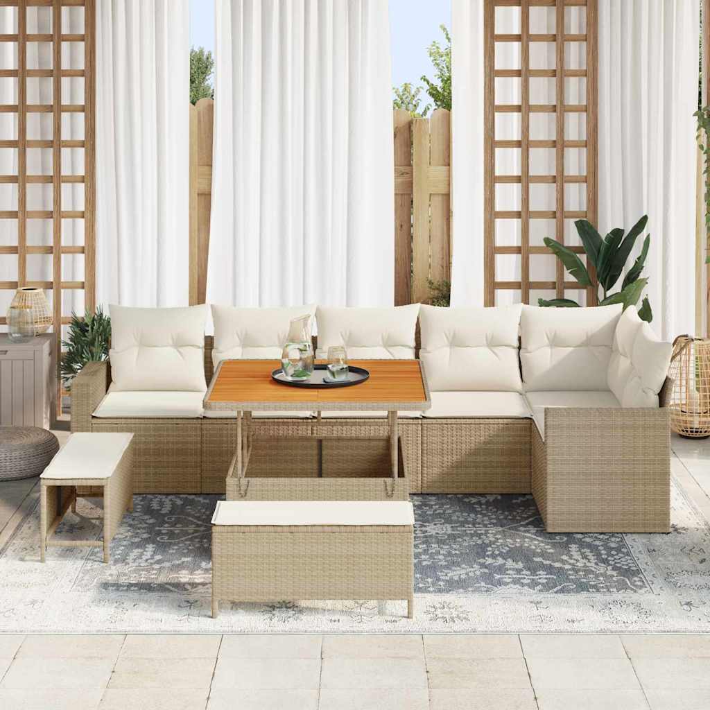 Havesofa Sæt med pude 11 pcs Beige og creme polyrattan