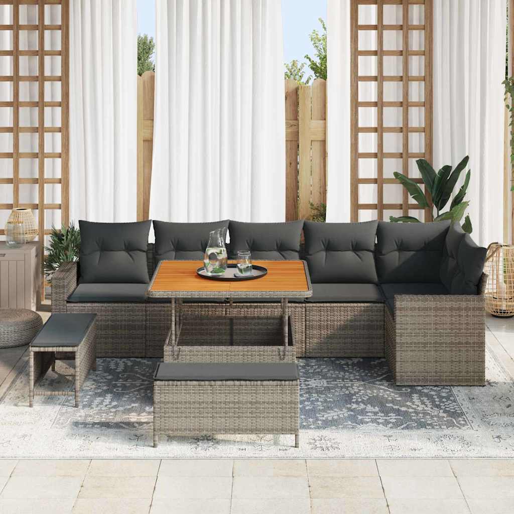 Havesofa Sæt med pude 11 pcs Grå polyrattan