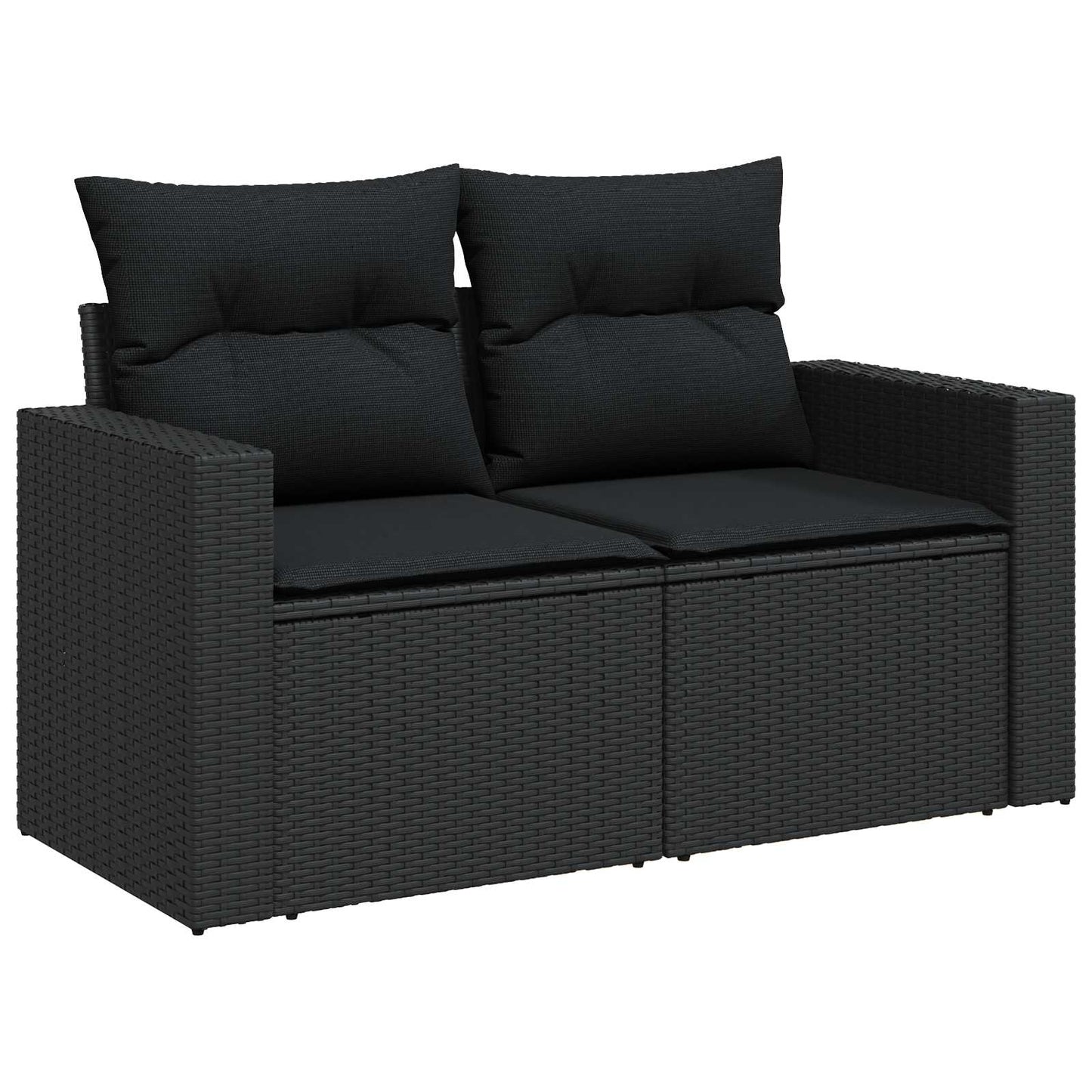 Havesofa Sæt med pude 11 pcs Sort polyrattan