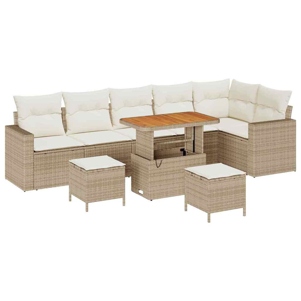 Havesofa Sæt med pude 11 pcs Beige og creme polyrattan