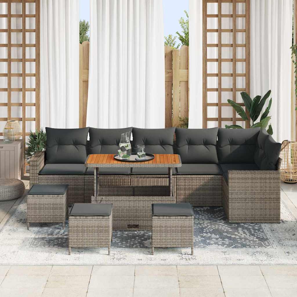 Havesofa Sæt med pude 12 pcs Grå polyrattan