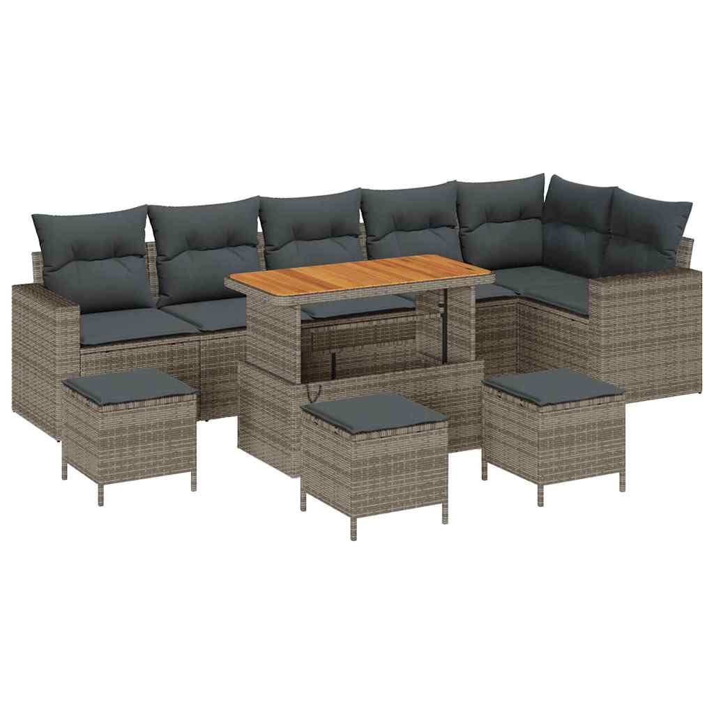 Havesofa Sæt med pude 12 pcs Grå polyrattan
