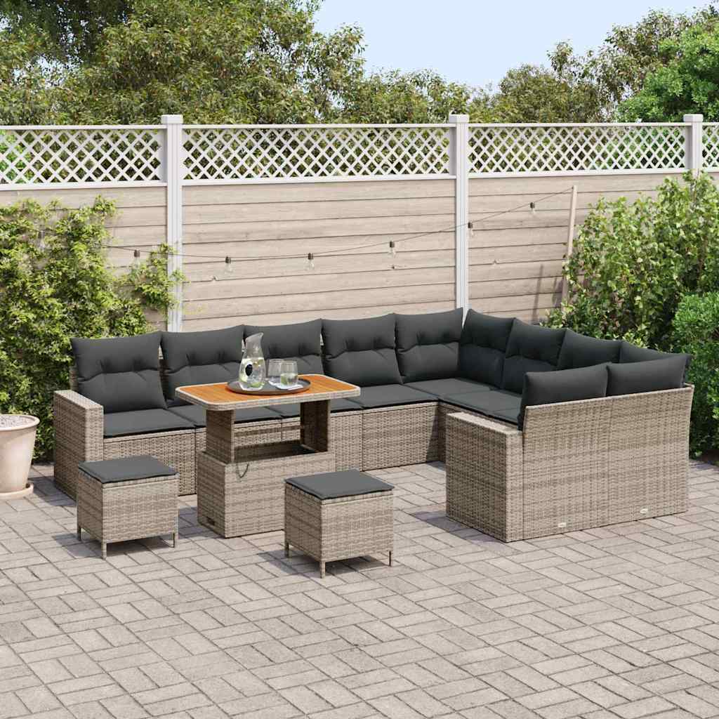 Havesofa Sæt med pude 13 pcs Grå polyrattan