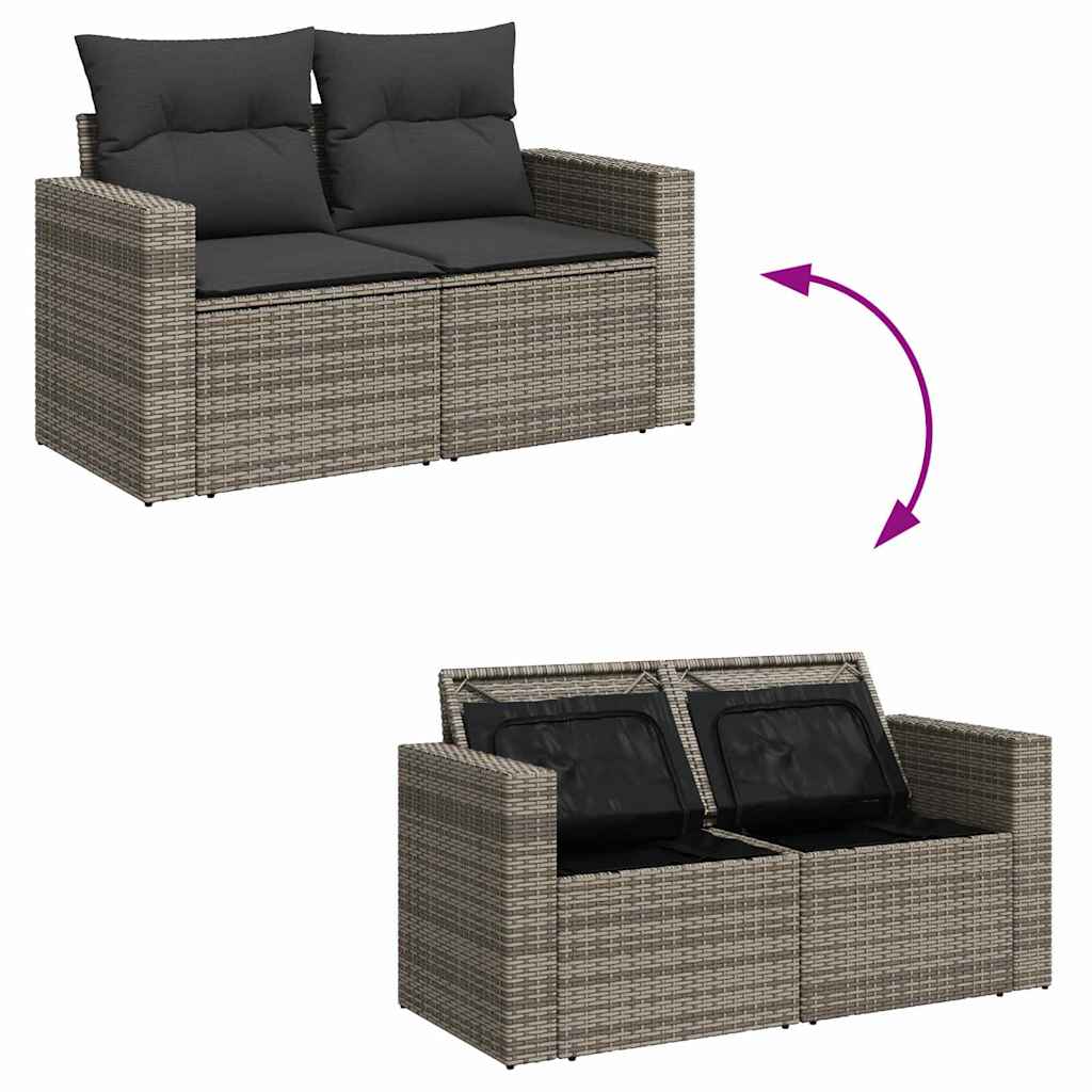 Havesofa Sæt med pude 14 pcs Grå polyrattan