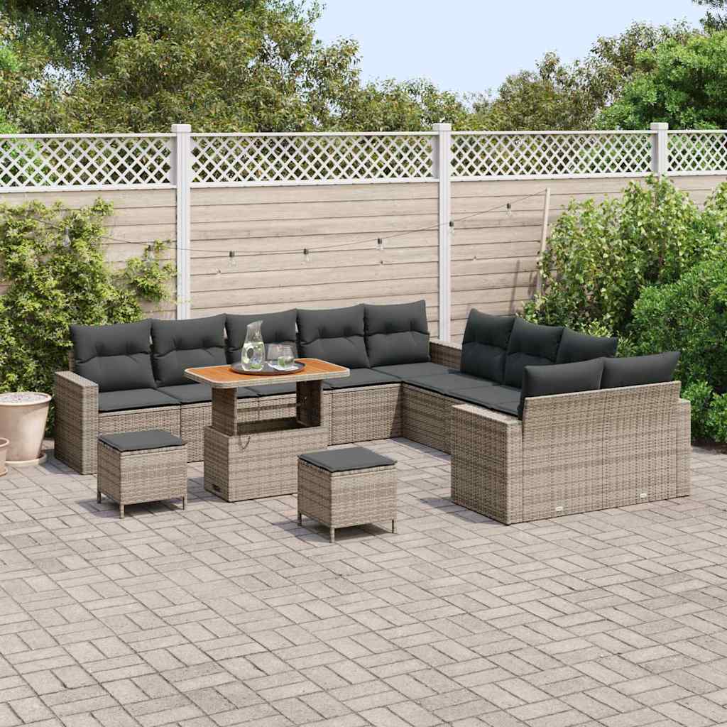 Havesofa Sæt med pude 17 pcs Grå polyrattan