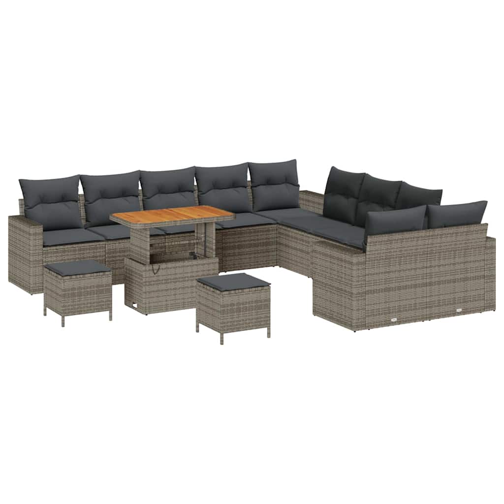 Havesofa Sæt med pude 17 pcs Grå polyrattan