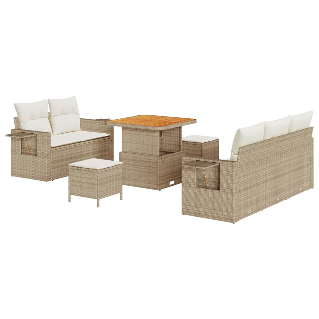 Havesofa Sæt 10 stk. Beige og creme polyrattan