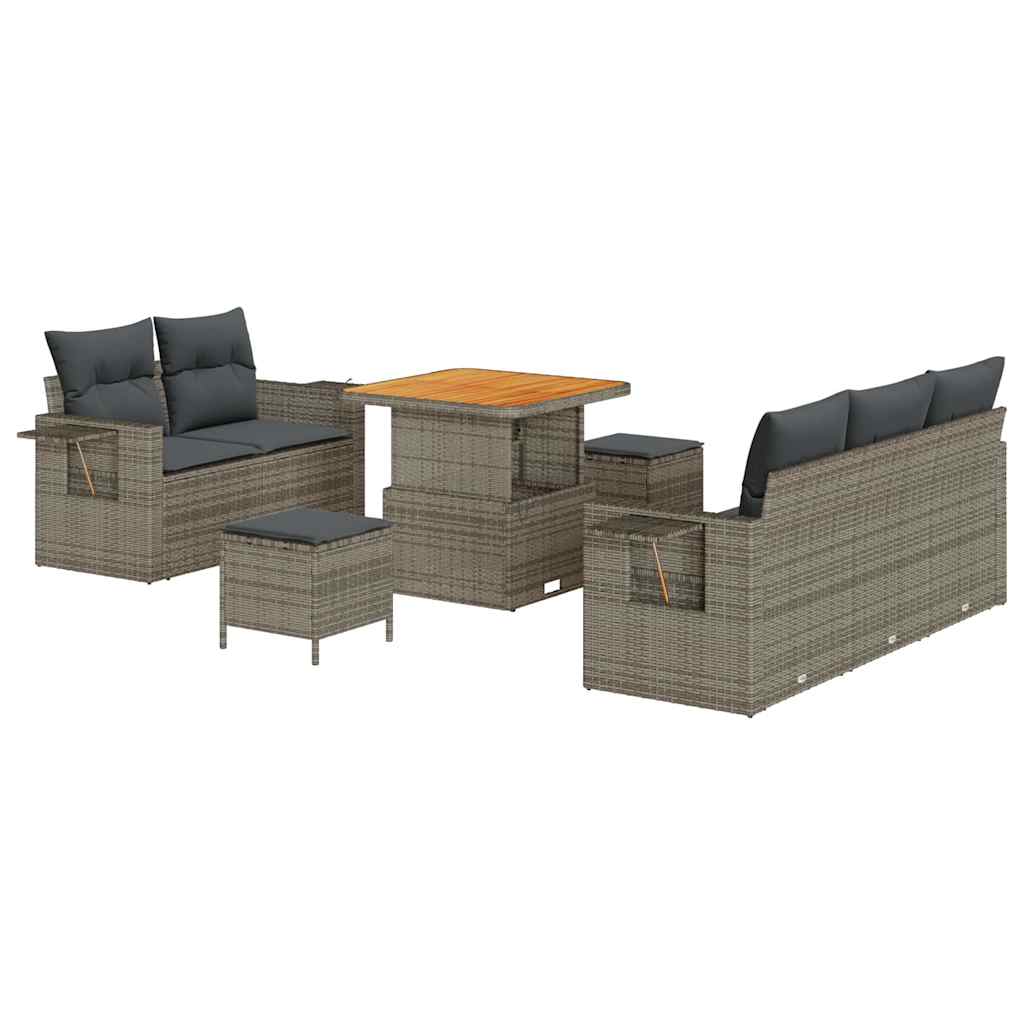 Havesofa Sæt med pude 10 pcs Grå polyrattan