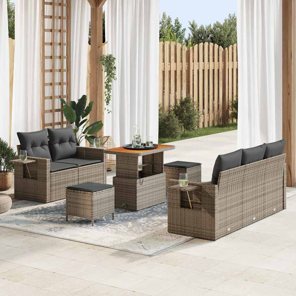 Havesofa Sæt med pude 10 pcs Grå polyrattan